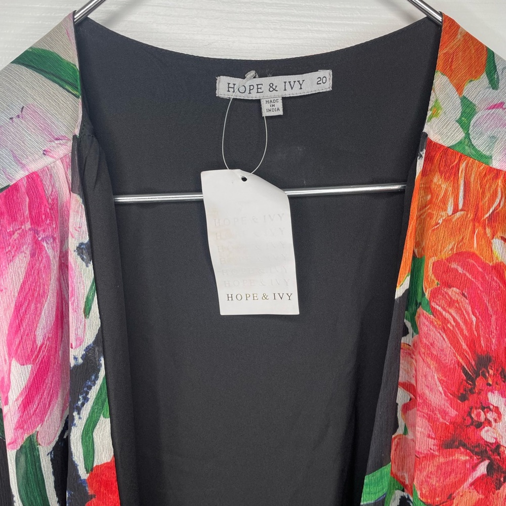 Floral Maxi Dress - Black with Multicolor Floral Print - Picture 5 of 7